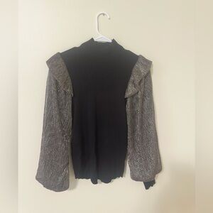 Entro Black Top with Metallic Silver Sleeves